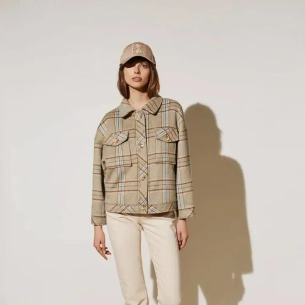 BY MALINA Holly Jacket Multi Check Plaid Wool Shacket - Picture 3 of 11